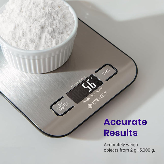 Etekcity Food Kitchen Scale, Digital Grams and Ounces for Weight Loss, Baking, Cooking, Keto and Meal Prep, LCD Display,