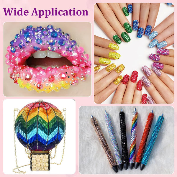 34000Pcs Resin Jelly Rhinestones for Bedazzling, Multicolor 3mm Flatback Gems for Diamond Art, Bedazzler Kit with 3Pcs 10ml B7000 Jewelry Glue for
