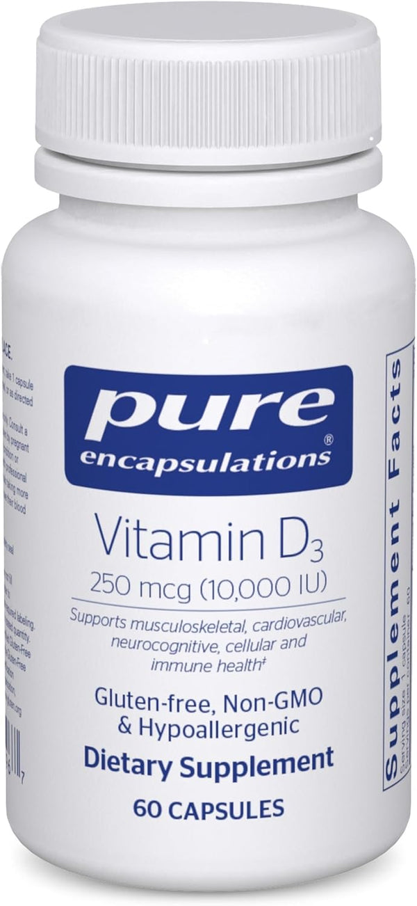 Pure Encapsulations Vitamin D3 250 Mcg (10,000 IU) - Supplement to Support Bone, Joint, Breast, Heart, Colon & Immune Health - with Premium