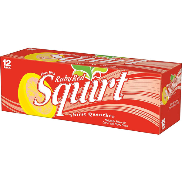 Squirt Ruby Red Grapefruit Soda, 12 fl oz cans, 12 pack Ruby Red Grapefruit 12 Fl Oz (Pack of 12)