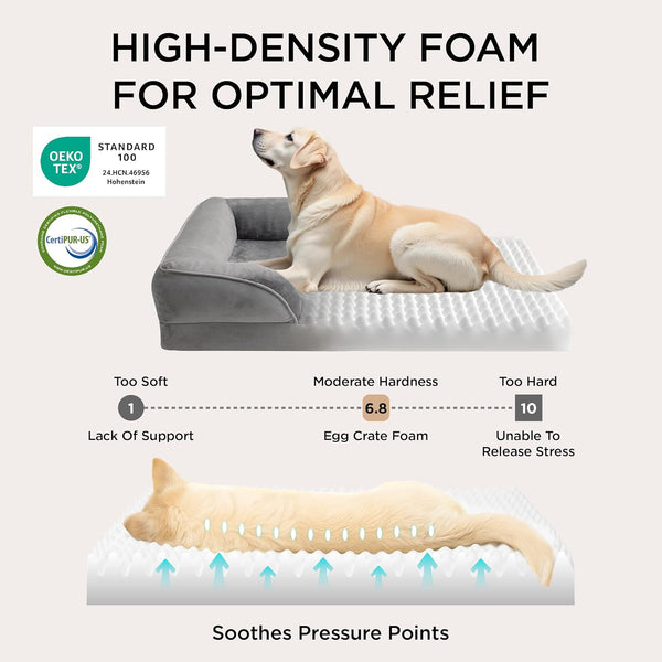Bedsure Orthopedic Dog Bed Medium Size Dogs - Washable Small Medium Dog Cat Bed Waterproof, Comfort Cats Couch Sofa with Washable Removable Cover,