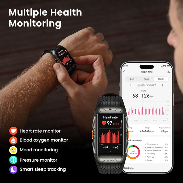 KOSPET Tank X2 Ultra GPS Smart Watch, 3D Curved Glass, Stainless Steel Unibody, 6 Satellite Positioning, Compass, 50M Waterproof, Answer/Make