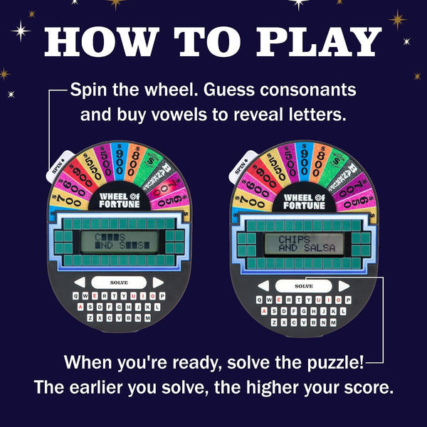Educational Insights Wheel of Fortune Game - Handheld Electronic Game, Great for Travel, Classic Retro Party Games for Kids, Teens & Adults, Word