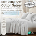 Natural 100% Cotton Queen Sheets Set, Soft, Durable Sateen, Light Grey | Good Housekeeping Seal, Lightweight, Breathable, For Hot Sleepers, 4pc