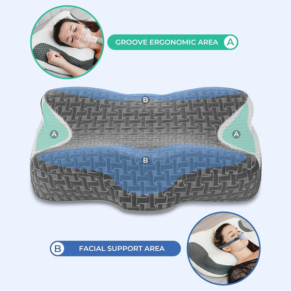 Elviros CPAP Pillow HSA/FSA for Side Back and Stomach Sleepers | Adjustable Firmness & 4 Heights, Ergonomic Memory Foam Cervical Neck Pillow for