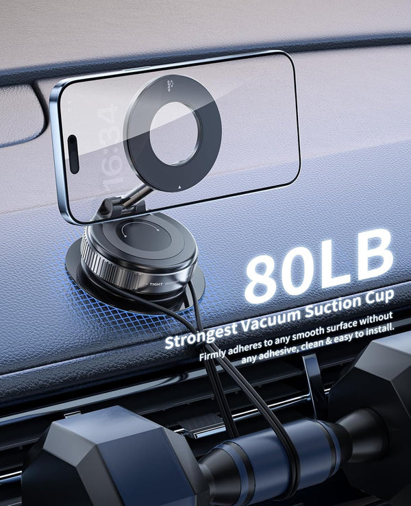 Magnetic Phone Holder for Car,Magnetic Phone Holder with Suction Cup, Vacuum Car Mount for iPhone 17 16 Pro Max,Phone Holders for Your Car Magnetic