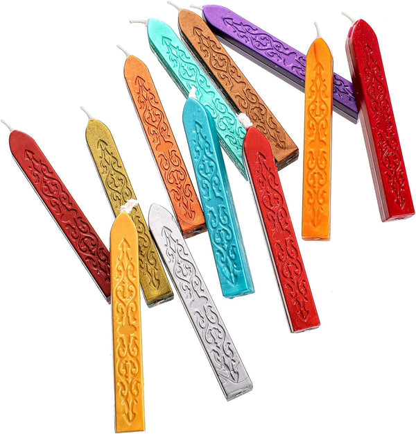 Bememo 12 Pieces Sealing Wax Sticks with Wicks Antique Fire Manuscript Sealing Wax for Seal Stamp(Christmas Color)