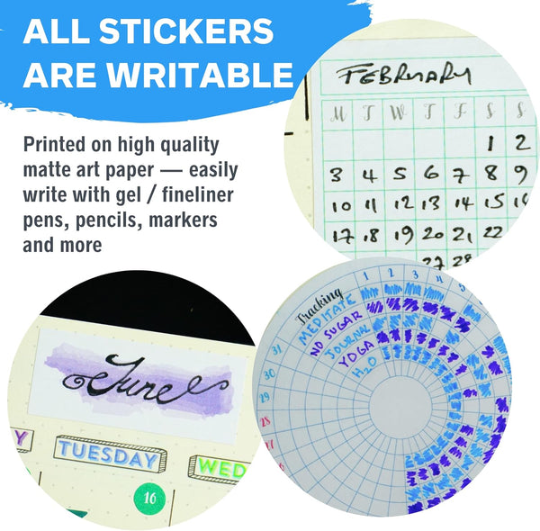 Ultimate Productivity Stickers Set - Large Value Pack of 20 Planner Sticker Sheets - Calendars, to Do Lists, Habit Trackers, Goals - Accessories &