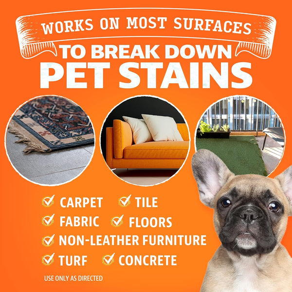 Angry Orange Stain Remover - 32oz Enzyme Pet Cleaner - Dog & Cat Urine Destroyer and Stain Remover - Citrus Spray Cleaning Solution - Puppy