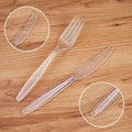 Cutlery Set Plastic Utensils Clear Forks Spoons Knives Disposable Silverware Heavyweight [300 Combo Box] combo clear