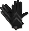 Isotoner Women'S Spandex Shortie Touchscreen Gloves - Waterproof Winter Gloves - Chic Chevron Design - Ideal for Driving and Daily Use,