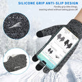 Achiou Winter Gloves for Men Women, 2 Pairs Touch Screen Texting Warm Running Gloves Thermal Soft Knit Lining, Elastic Cuff 1 Black/1 Black &