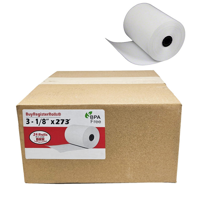 (24 Extra Large Rolls) 3 1/8 x 273 Thermal Paper Receipt Rolls fits all Clover POS Cash Register Printers Star SCP700 TSP100 TSP300 TSP400 TSP500