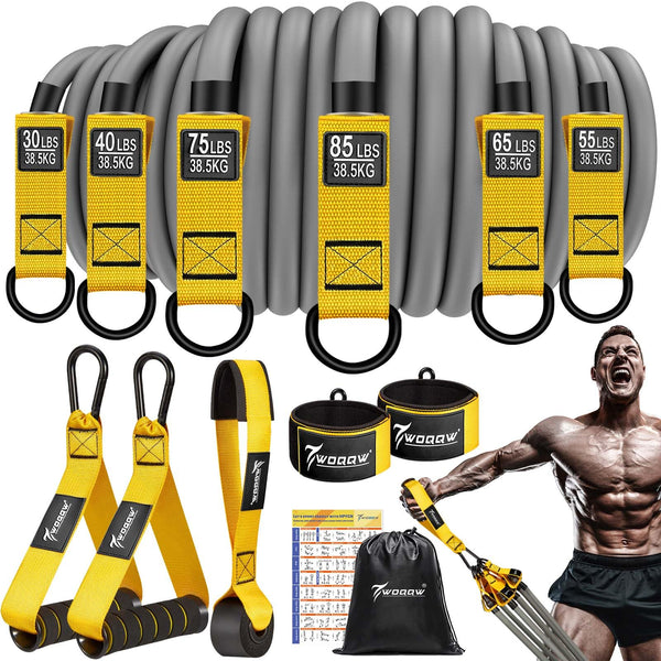 WOQQW Heavy Resistance Bands for Working Out, 350lbs/450lbs Exercise Bands with Handles, Workout Bands Set for Men, Fitness Weight Bands for