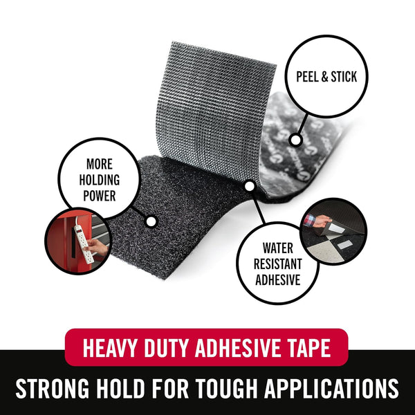 VELCRO Brand Heavy Duty Tape | 16 Foot Roll | Strong Sticky Back Adhesive Holds up to 10 Lbs | Industrial Strength Fasteners for Indoor or Outdoor