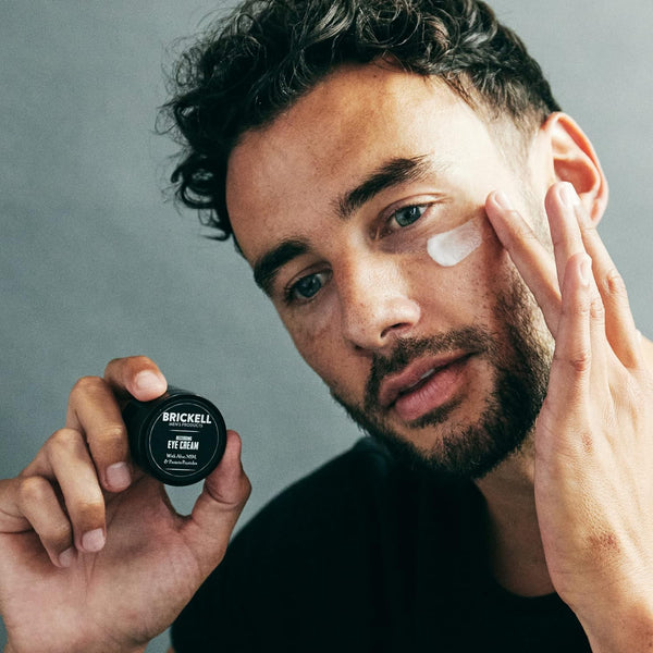 Brickell Men'S Restoring under Eye Cream for Men, Natural and Organic anti Aging Eye Balm to Reduce Puffiness, Wrinkles, Dark Circles, Crows Feet