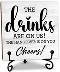 5 Inches Bar Sign, the Drinks Are on Us! Cheers! Desk Table Decoration, Gifts for Colleagues New Couples and Friends, Bars and Pubs Decorations,