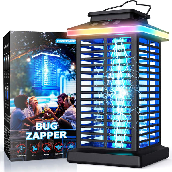 Bug Zapper Outdoor, 2025 Upgraded Mosquito Zapper 2 in 1 Rechargeable Bug Zapper Outdoor with 5000Mah Battery & LED Night Light, 4000V Electric