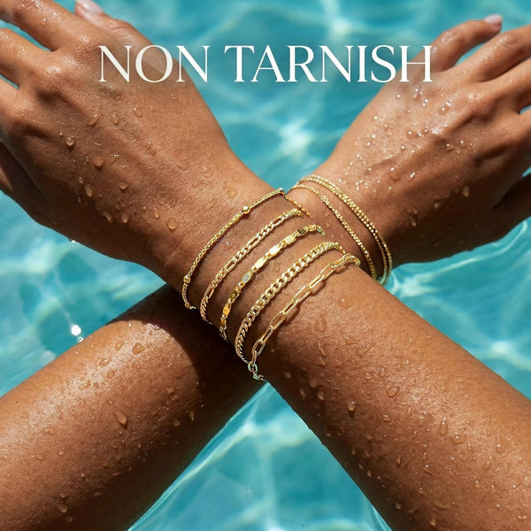 Gold Bracelets for Women Trendy,14K Real Gold Plated Dainty Stackable Paperclip Cuban Link Chain Bracelets,Cuff Bracelets Jewelry Set Adjustable 7"+2
