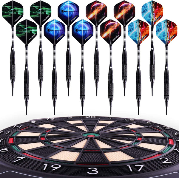 WIN.MAX Darts Plastic tip 12 Pcs Soft tip Darts for Electronic Dart Board black