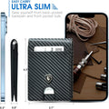 GSOIAX Mens Slim Wallet RFID Blocking Bifold Wallets for Men Minimalist Genuine Leather Carbon Fiber Card Holder Money Clip Thin Mens with Gift