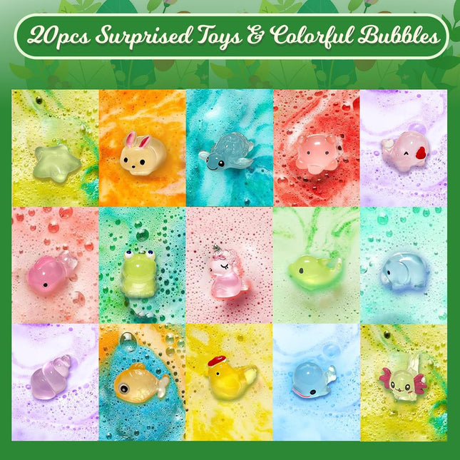 Bath Bombs for Kids with Toys Inside, 20 Pack Kids Bath Bombs with Glow in the D