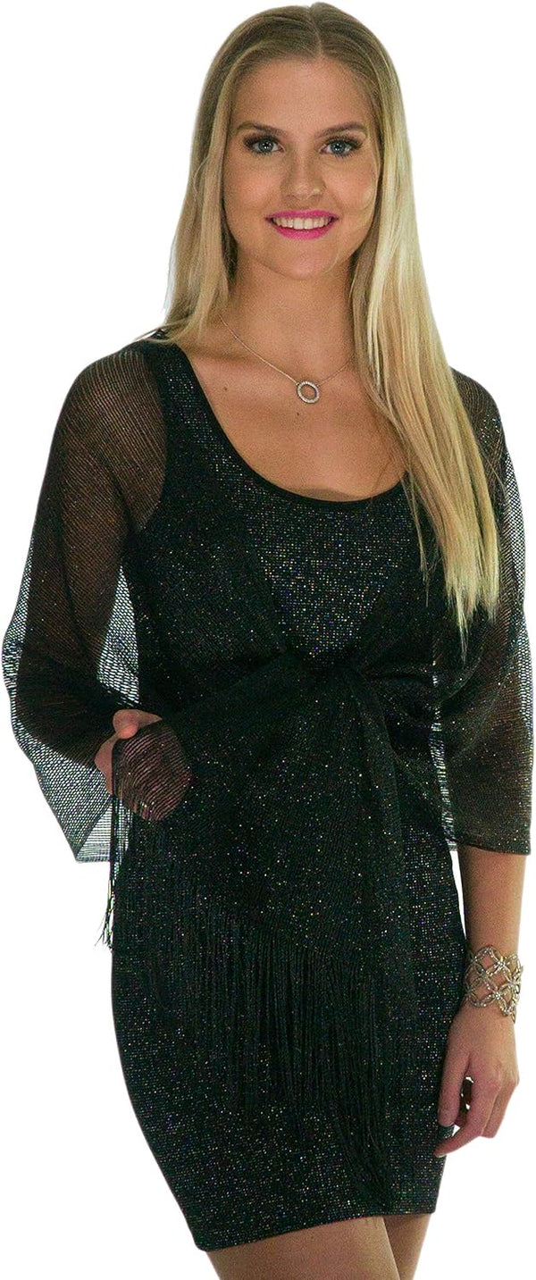 ShineGlitz Shawls and Wraps for Evening Dresses, Metallic Glitter Shawls for Women, Sparkling Wedding Giving Shawl Gift Black 1