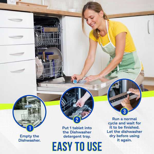 Dishwasher Cleaner and Deodorizer Tablets 26-Pack, Deep Cleaning Descaler for Dishwasher Machine, Heavy Duty, Septic Safe, Removes Grease &