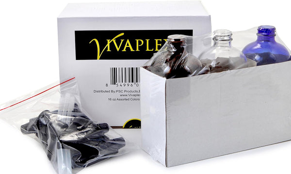 Vivaplex 16oz Assorted Colors Glass Bottles with Black Trigger Sprayers-3pk