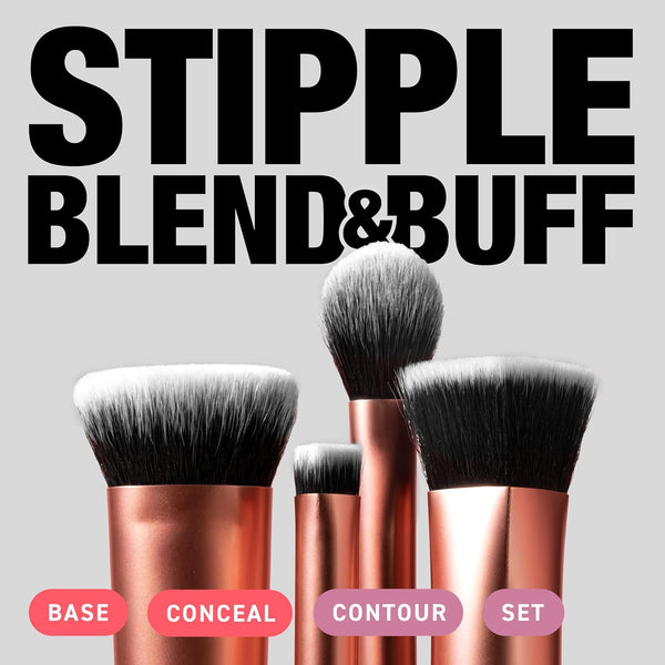 Real Techniques Face Base 4 Piece Makeup Brush Set for Foundation Face Base Kit, 4 Piece Set 4 Count (Pack of 1)
