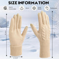 Pleneal Winter Gloves for Women Cold Weather - Womens Gloves Warm Touch Screen Fleece Lined Elastic Cuff Knit Glove 2 Pairs Black & Beige