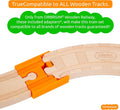 Wooden Train Tracks 68 Piece Expansion Pack Accessories with Arched Bridge, Engine Barge, Dock, Stop & Go Checkpoint, Signal Pole, Cross Track