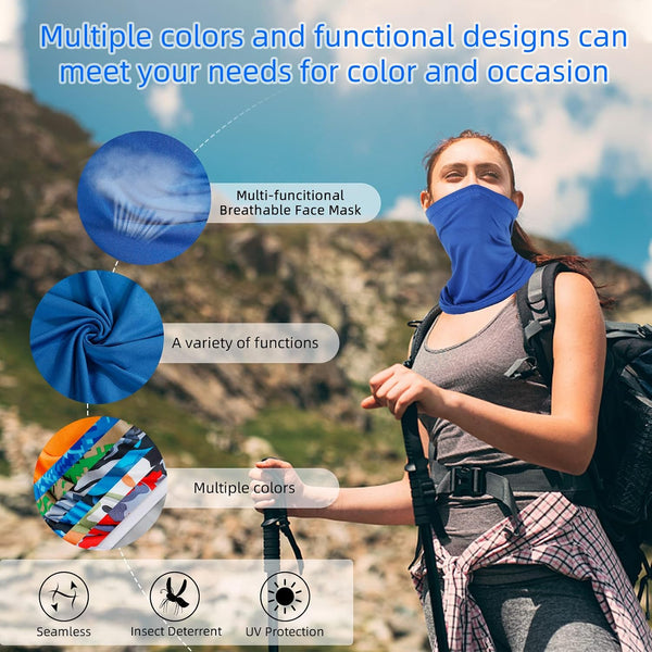 6 Pack Neck Gaiter Face Mask : Breathable Gator Masks Face Scarf Cover Balaclava & Bandana Headband Protect for Men Women Multicolor-6pack