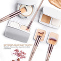HEYMKGO Makeup Brushes 15PCS Champagne Gold Professional Makeup Brush Set Foundation Brush Blending Powder Blush Concealer Eye Make up Brush with Bag