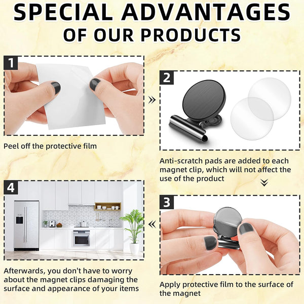 Grtard 6 Pack Magnetic Clips Heavy Duty, Strong Magnet Clips for Fridge Black 6pack
