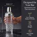 Godinger Dublin Crystal Cocktail Shaker with Lid - Glass Martini Shaker, Drink Shaker for Home Bar, Bartender Gift, 17oz Silver