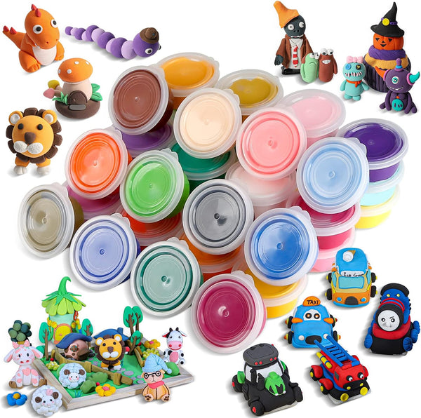 36 Colors Air Dry Clay Kit for Kids – 36 Cups with 3 Sculpting Tools | Non-Toxic Soft Modeling Clay, Creative DIY Arts & Crafts Set, Halloween