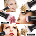 Retractable Kabuki Brush, Travel Powder Face Makeup Brushes | Portable Flawless Makeup Brush for Foundation, Blush, Bronzer, Buffing, Cruelty Free