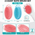 2 Pack Silicone Body Scrubber, Loofah Double-Sided Body Brush,Shower Scrubber and Scalp Massager Shampoo Brush for Sensitive Kids Women Men All
