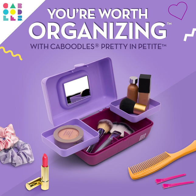 Caboodles Pretty in Petite Makeup Box, Hard Plastic Organizer Box, 2 Swivel Tray