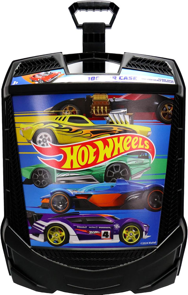 Hot Wheels 100-Car Storage Case – Large Capacity Organizer for 1:64 Die-Cast Vehicles with Handle and Latch, Durable Portable Carrying Case for