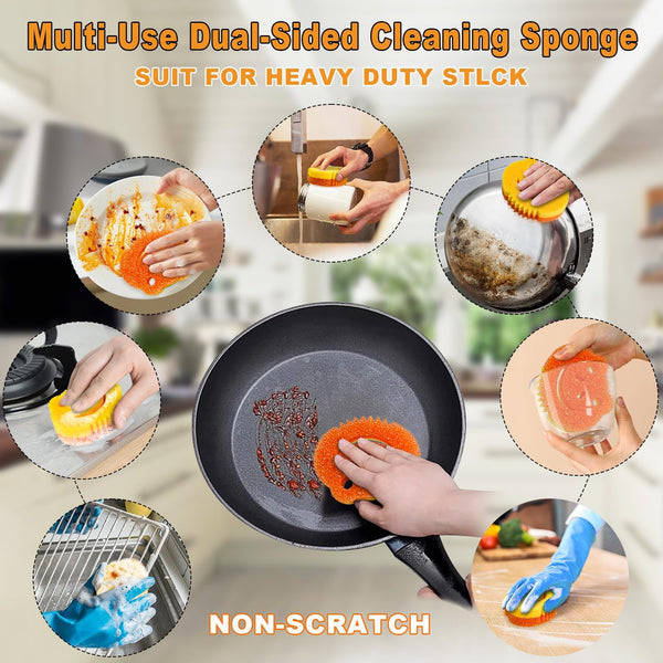 Smilepowo 5 Pack Scrub Sponge, Dual-Sided Temperature Controlled Kitchen Sponge for Dishes, Frog Bulk Sponges Household Cleaning