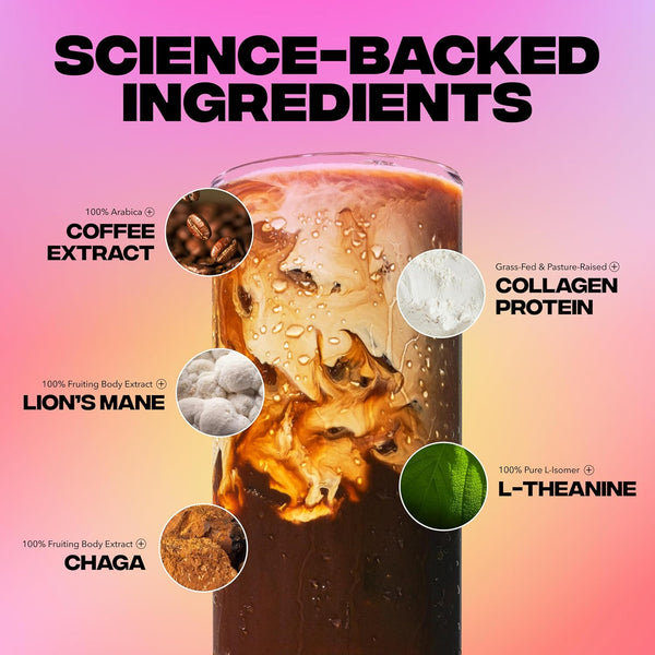 Everyday Dose Premium Adaptogenic Mushroom Coffee with Grass-Fed Collagen, Chaga, Lions Mane & L-Theanine for Better Focus, Energy, Digestion,