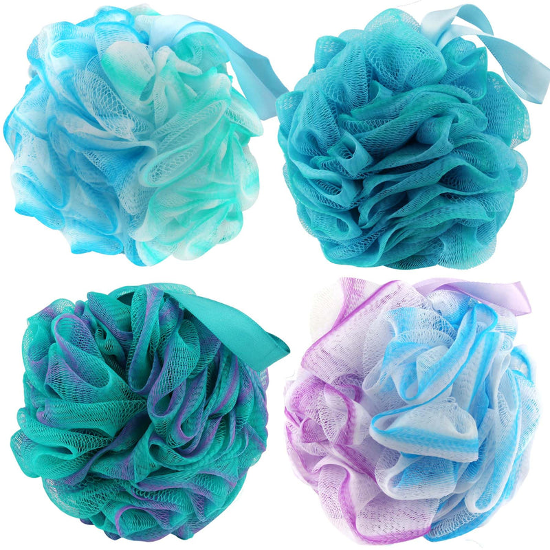 Chuya Bath Sponges Loofahs 70 Grams Large Size,4 Pack Shower Sponge Exfoliating Cleaning Bath Loofa Body Scrubber Balls for Women Men Children