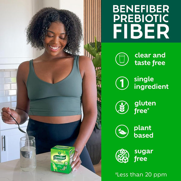 Benefiber On the Go Prebiotic GLP-1 Friendly Fiber Supplement Powder for Digestive Health, Daily Fiber, Unflavored - 28 Sticks (3.92 Ounces) 28