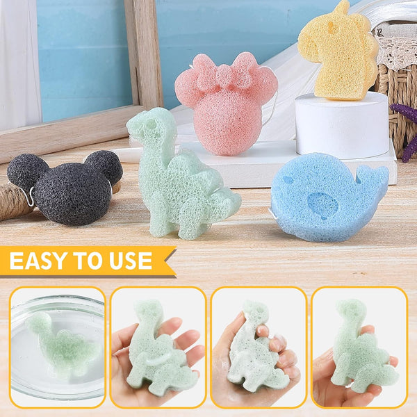 Konjac Baby Bath Sponge for Bathing, Classic Shapes Natural Bath Sponges for Infants, Toddler, Newborns, Natural and Safe Plant-Based Konjac Baby