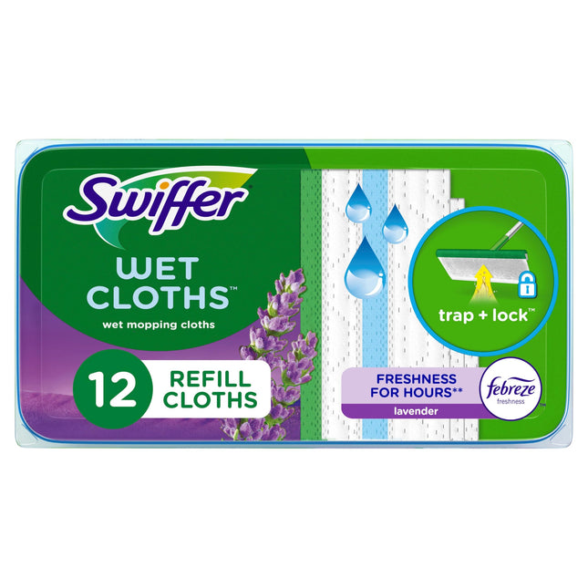 Swiffer Sweeper Wet Mopping Pad Refills for Floor Mop with Febreze Lavender Scen