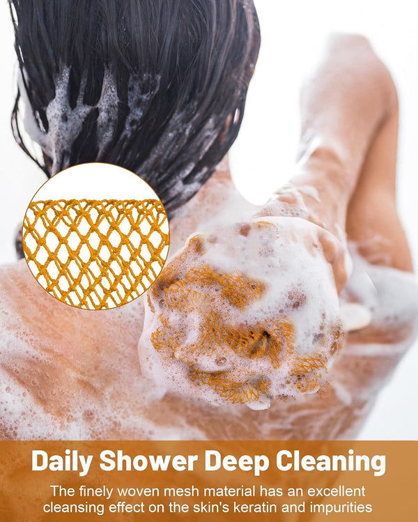 MTDLYICE African Net Sponge 2 Pack, Back Scrubber for Shower, XL 80CM Exfoliating Washcloth, African Net Sponge Authentic, Body Scrubber