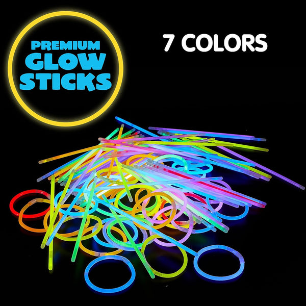JOYIN 144 Pcs 8" Glow sticks Bulk Party Favors Pack, Neon Glow in the Dark Party Supplies, Light Up Necklaces and Bracelets with Connectors,