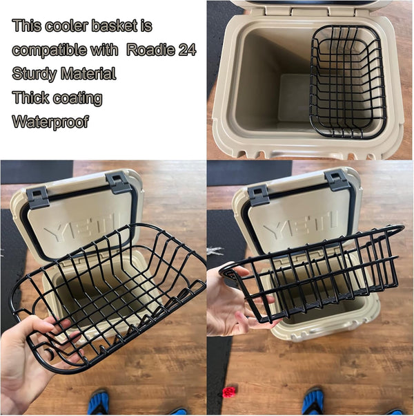 Cooler Basket Compatible with YETI Roadie 24, Dry Goods Wire Cooler Rack Storage Will Keep Smaller Items Dry and Stay Goods High for Roadie 24 Ice